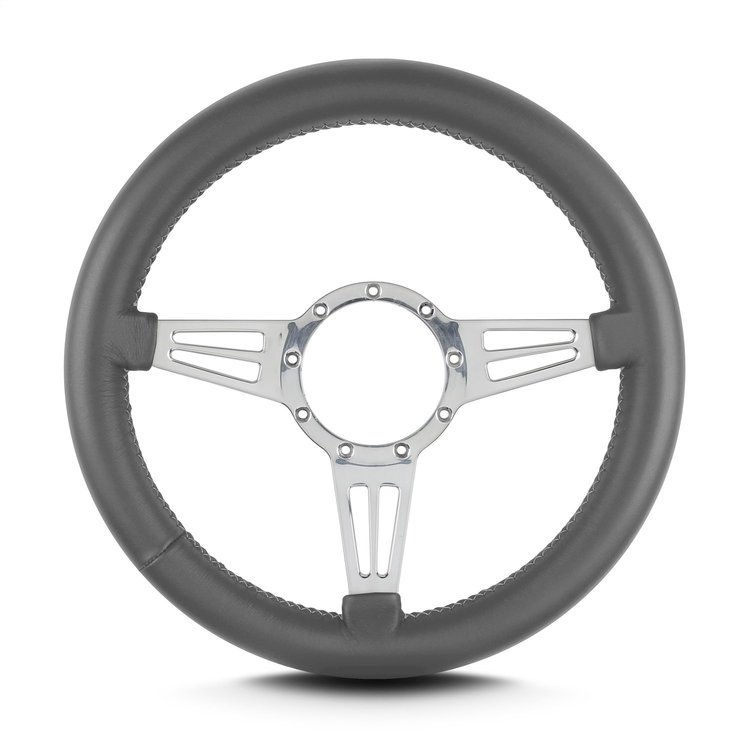 86606 Mark 4 Double Slot Steering Wheel, Dark Grey, Polished Spokes, 14 in. Thick Grip