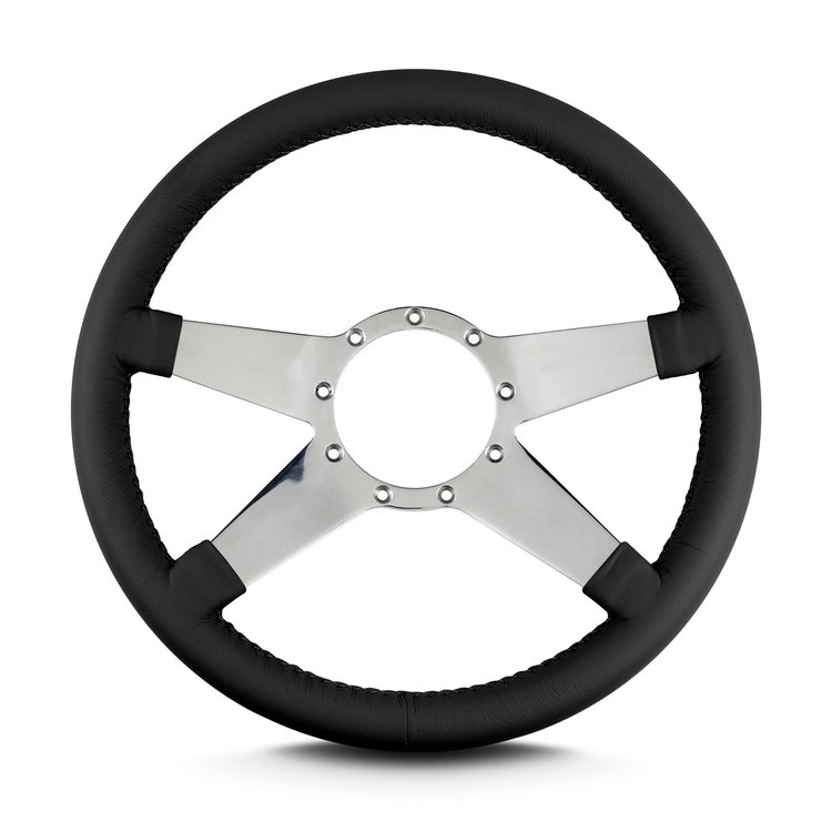 91201 Mark 9 Standard Steering Wheel, Black, Polished Spokes, 14 in. Standard Grip