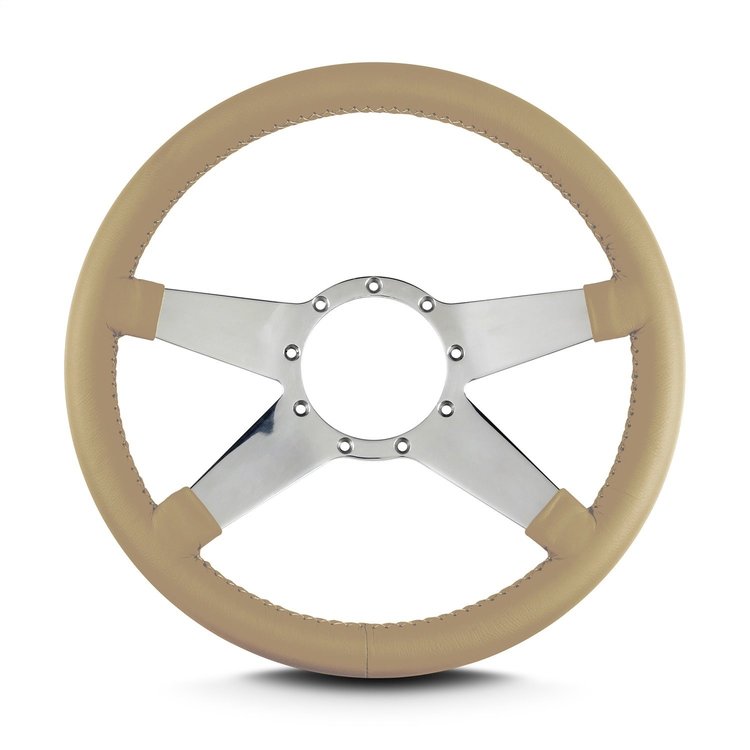 91209 Mark 9 Standard Steering Wheel, Tan, Polished Spokes, 14 in. Standard Grip