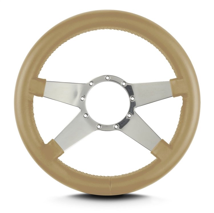 95109 Mark 9 Standard Steering Wheel, Tan, Polished Spokes, 14 in. Thick Grip