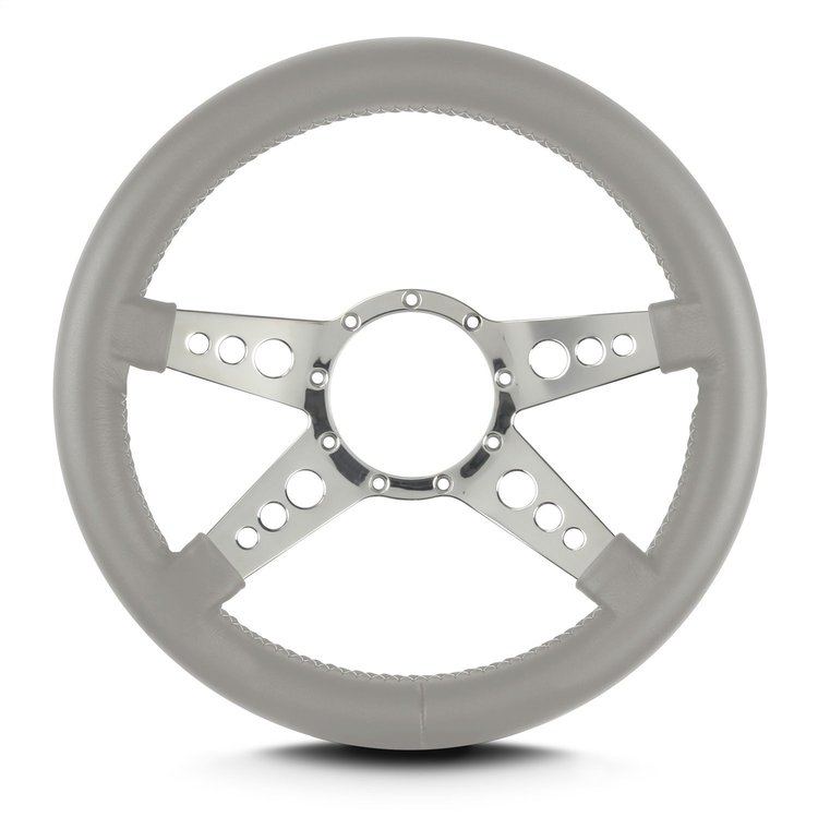 95207 Mark 9 GT Steering Wheel, Light Grey, Polished Spokes, 14 in. Thick Grip