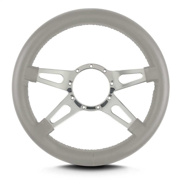 95407 Mark 9 Supreme Steering Wheel, Light Grey, Polished Spokes, 14 in. Thick Grip