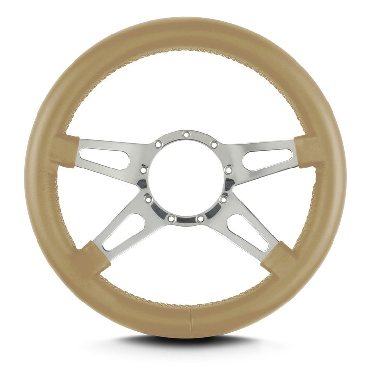 95409 Mark 9 Supreme Steering Wheel, Tan, Polished Spokes, 14 in. Thick Grip