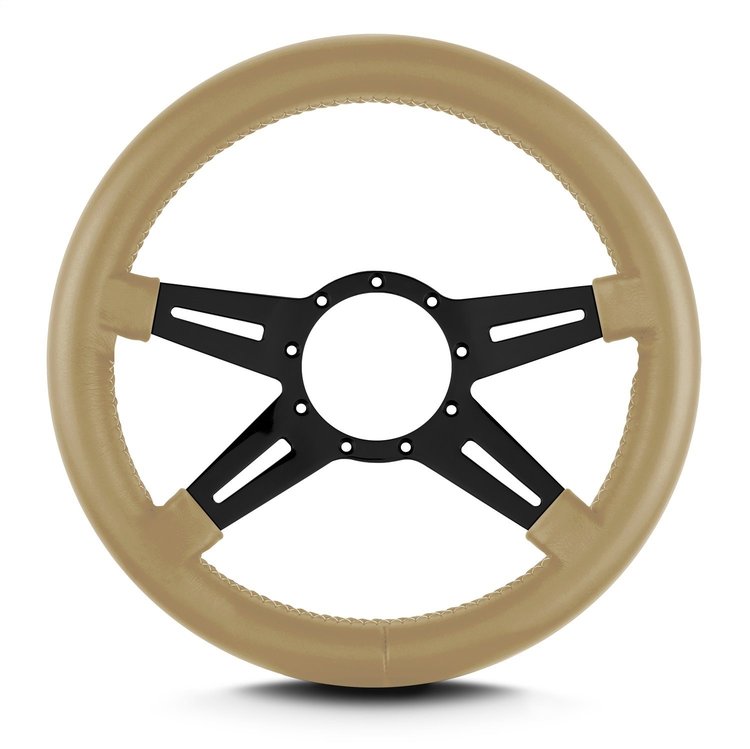 95609 Mark 9 Elegante Steering Wheel, Tan, Black Spokes, 14 in. Thick Grip