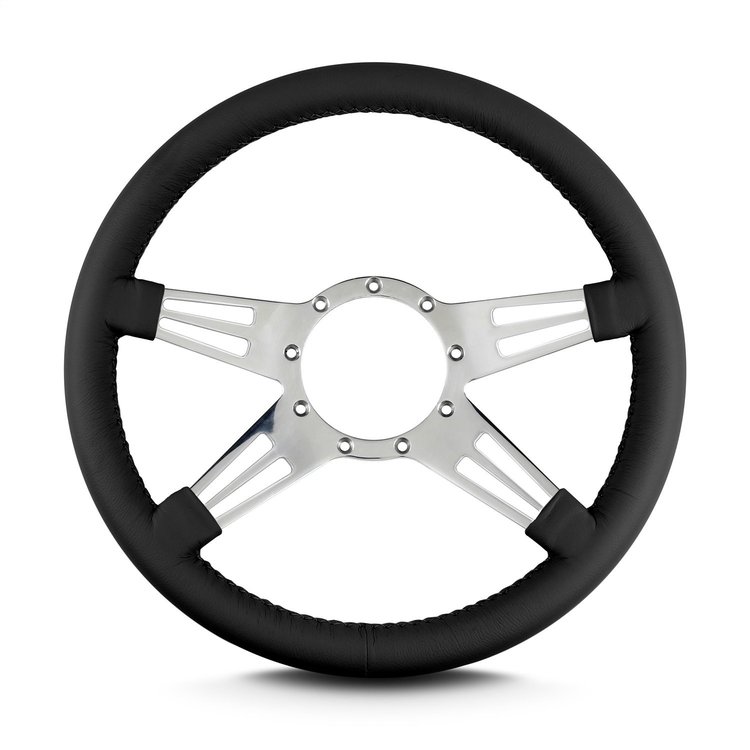 96201 Mark 9 Double Slot Steering Wheel, Black, Polished Spokes, 14 in. Standard Grip