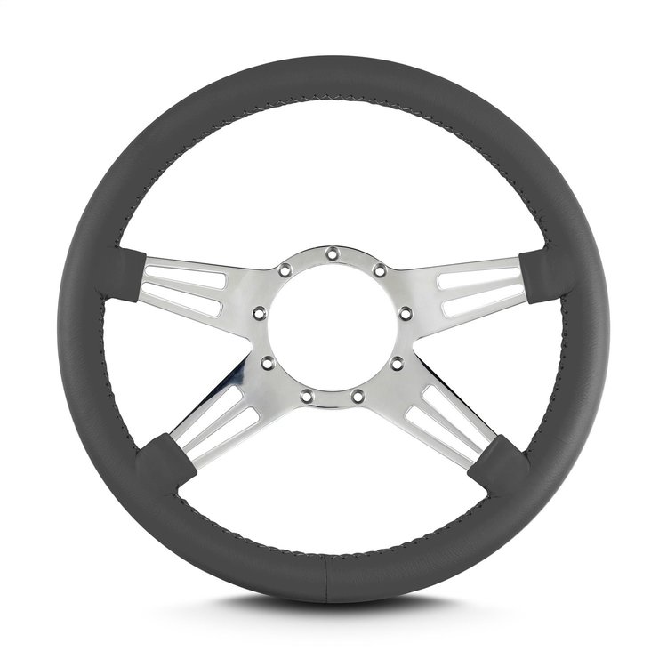 96206 Mark 9 Double Slot Steering Wheel, Dark Grey, Polished Spokes, 14 in. Standard Grip