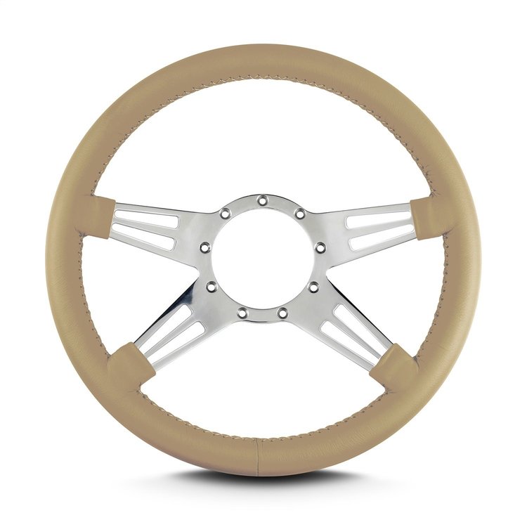96209 Mark 9 Double Slot Steering Wheel, Tan, Polished Spokes, 14 in. Standard Grip