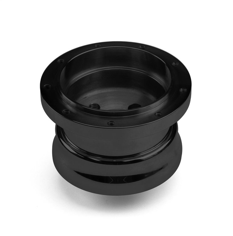 BA-12455 Steering Wheel Hub Adapter, Fits w/48-57 Ford w/Spline Shaft, 9-Bolt Adjustable, Black Billet Aluminum