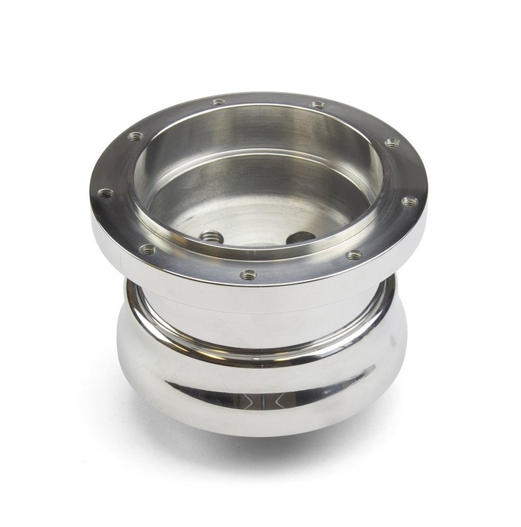 BA-22455 Steering Wheel Hub Adapter, Fits w/48-57 Ford w/Spline Shaft, 9-Bolt Adjustable, Polished Billet Aluminum