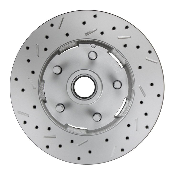 5406001 LCDS Vacuum Brake Booster, Cross Drilled & Slotted Front Rotor For Ford 4-Piston Cars