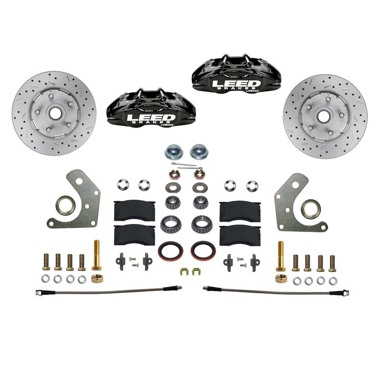 BFC2005SMX MaxGrip Lite 4-Piston Manual Front Brake Conversion Kit w/Drilled Rotors, Mopar B/E-Body, Black Calipers