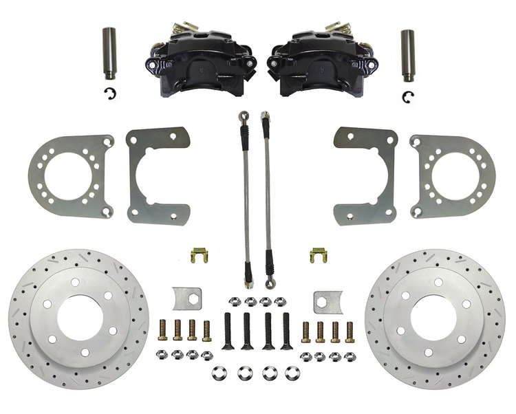 BRC6001X Brake Conversion Kit, Rear Disc Brake Kit w/Drilled Rotors & Black Powder Coated Calipers