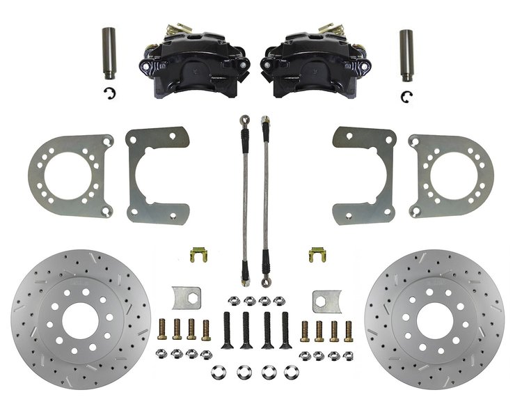 BRC6002X Brake Conversion Kit, Rear Disc Brake Kit w/Drilled Rotors & Black Powder Coated Calipers