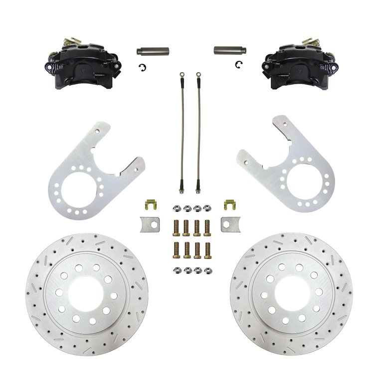 BRC6003X Brake Conversion Kit, Rear Disc Brake Kit w/Drilled Rotors & Black Powder Coated Calipers