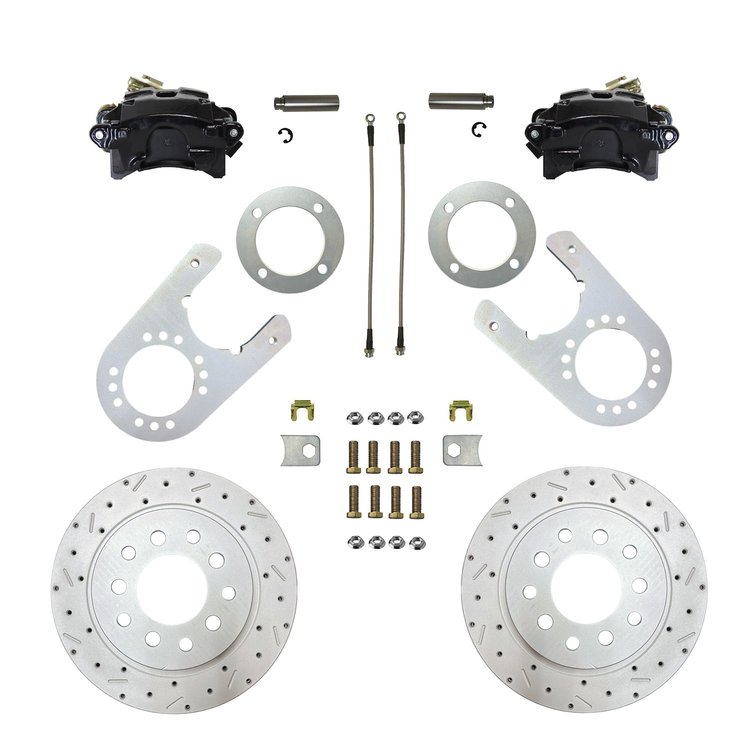 BRC6004X Brake Conversion Kit, Rear Disc Brake Kit w/Drilled Rotors & Black Powder Coated Calipers