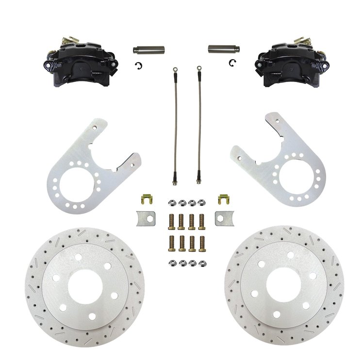 BRC6005X Brake Conversion Kit, Rear Disc Brake Kit w/Drilled Rotors & Black Powder Coated Calipers