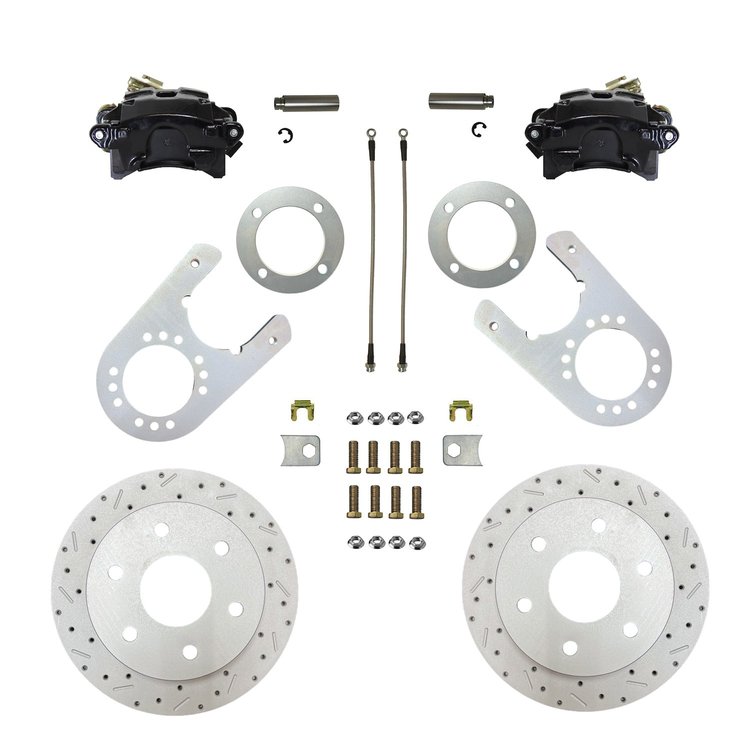 BRC6006X Brake Conversion Kit, Rear Disc Brake Kit w/Drilled Rotors & Black Powder Coated Calipers