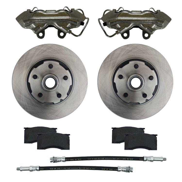 CC0001RK Brake Conversion Kit, Front Kit w/Plain Rotors & Zinc Plated Calipers
