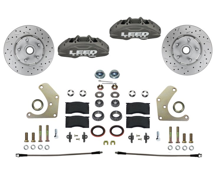 FC2004SMX MaxGrip Lite 4-Piston Manual Front Brake Conversion Kit w/Drilled Rotors, Mopar A-Body, Anodized Calipers