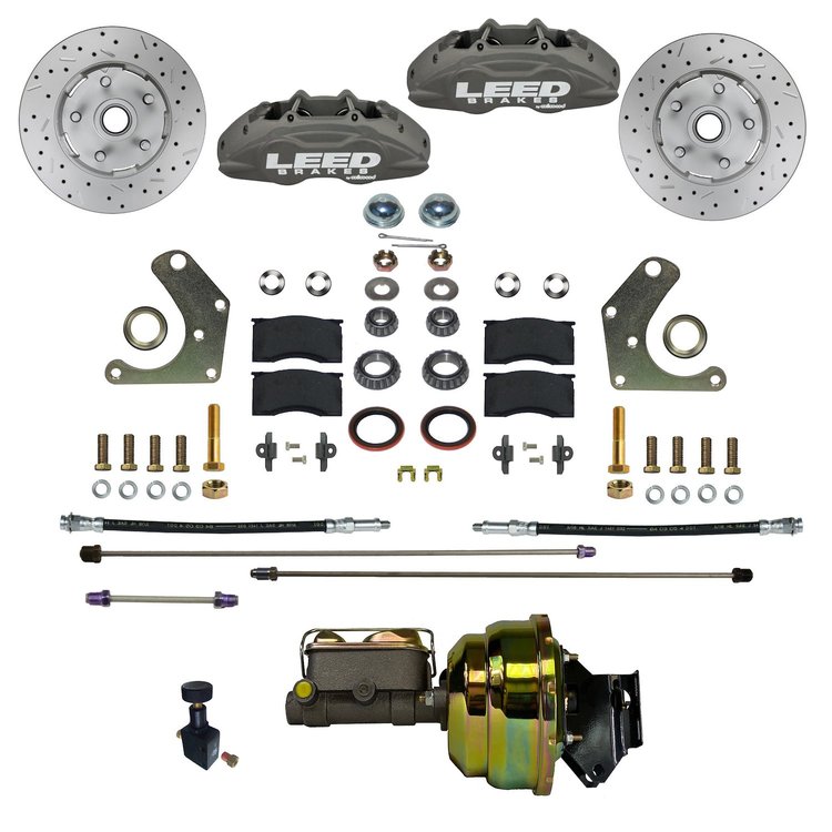 FC2006-P405X MaxGrip Lite 4-Piston Front Brake Conversion Kit w/Drilled Rotors, 8 in. Dual Booster, Anodized Calipers