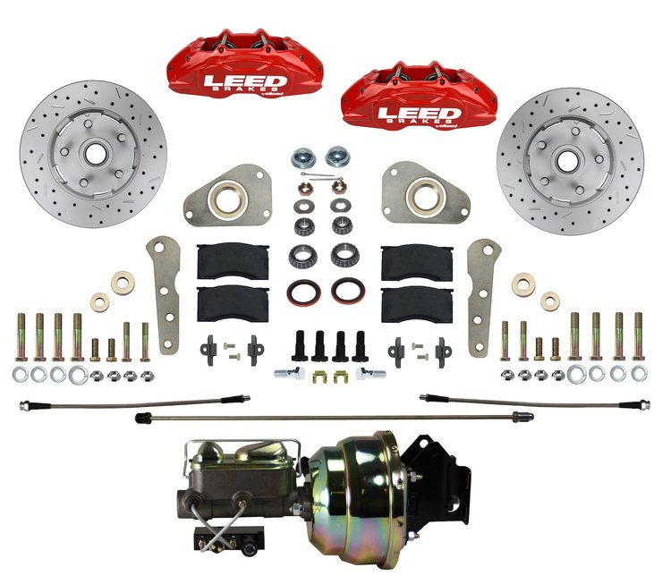RFC0026-8307X Brake Conversion Kit, Power Front Kit w/Drilled Rotors & Red Powder Coated Calipers