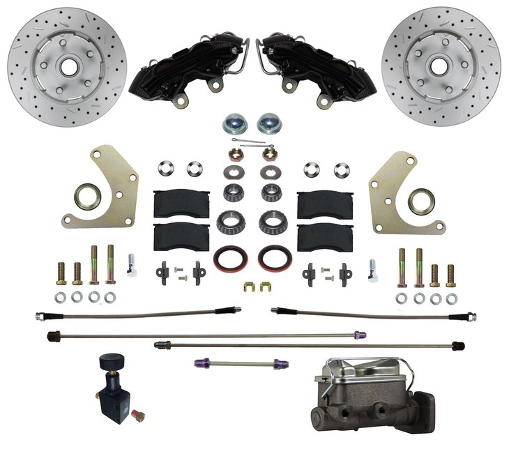 BFC2001-C05PX Power Front Kit w/Drilled Rotors, Mopar A-Body, Black Powder Coated Calipers