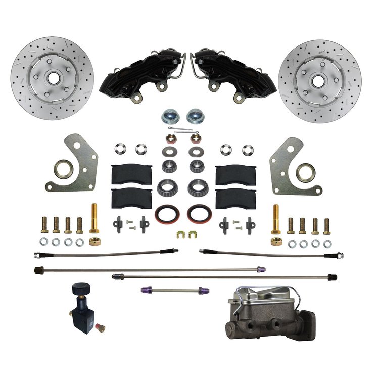 BFC2002-C05PX Power Front Kit w/Drilled Rotors, Mopar B-Body, Black Powder Coated Calipers
