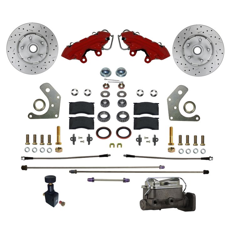 RFC2002-C05PX Power Front Kit w/Drilled Rotors, Mopar B-Body, Red Powder Coated Calipers