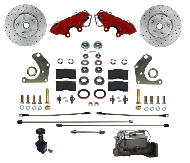 RFC2003-C05PX Power Front Kit w/Drilled Rotors, Mopar C-Body, Red Powder Coated Calipers