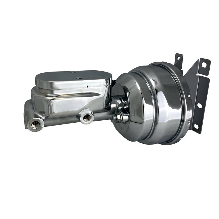 PBKT6012 Vacuum Brake Booster, Power Booster Kit 8 in. Dual Booster 1-1/8 in. Bore Master (Chrome)