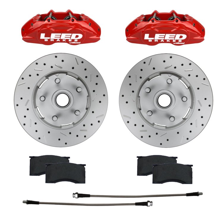 RCC0005RKX Brake Conversion Kit, Front Kit w/Drilled Rotors & Red Powder Coated Calipers