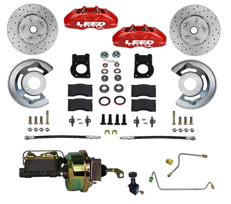 RFC0005-H405MX Brake Conversion Kit, Power Front Kit w/Drilled Rotors & Red Powder Coated Calipers