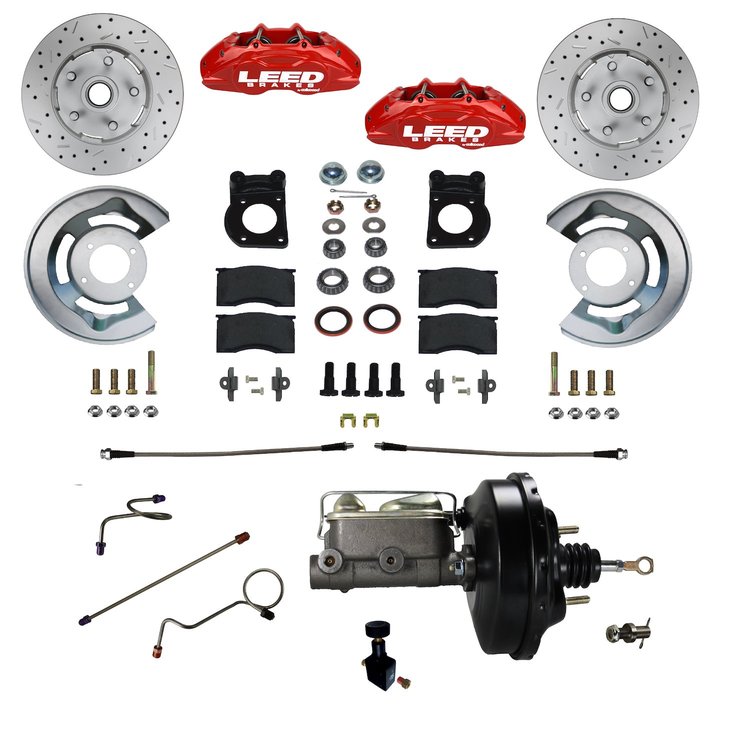 RFC0008-W405X Brake Conversion Kit, Power Front Kit w/Drilled Rotors & Red Powder Coated Calipers