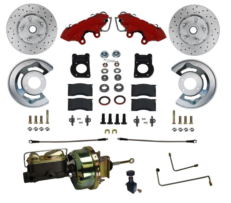 RFC0001-H405AX Brake Conversion Kit, Power Front Kit w/Drilled Rotors & Red Powder Coated Calipers