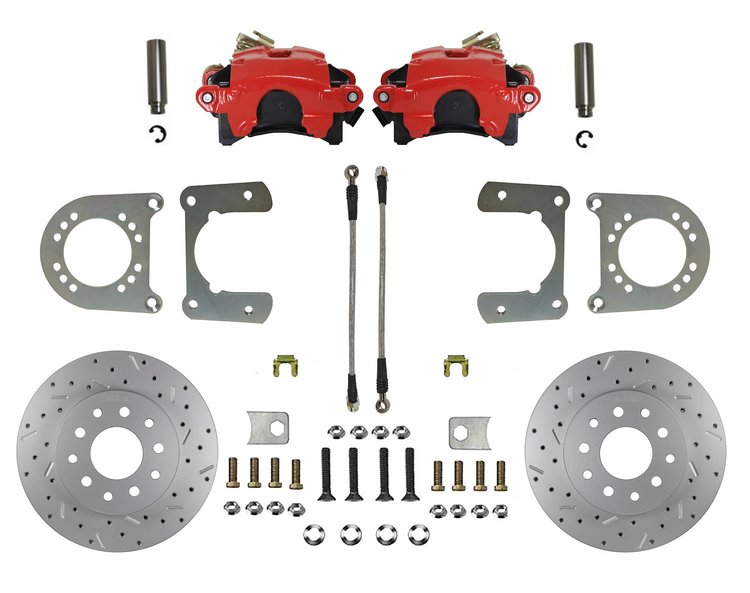 RRC6002X Brake Conversion Kit, Rear Disc Brake Kit w/Drilled Rotors & Red Powder Coated Calipers