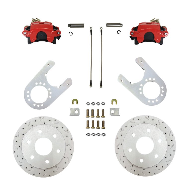 RRC6005X Brake Conversion Kit, Rear Disc Brake Kit w/Drilled Rotors & Red Powder Coated Calipers