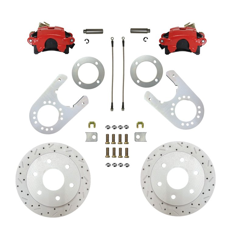 RRC6006X Brake Conversion Kit, Rear Disc Brake Kit w/Drilled Rotors & Red Powder Coated Calipers