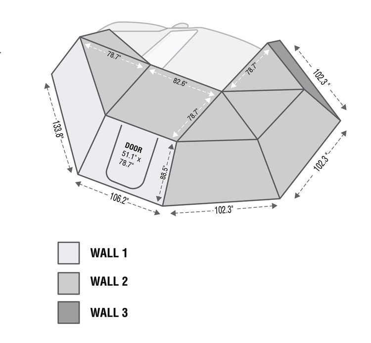 Nomadic Awning 270 - Side Wall 1 - Dark Gray With Storage Bag - Driver