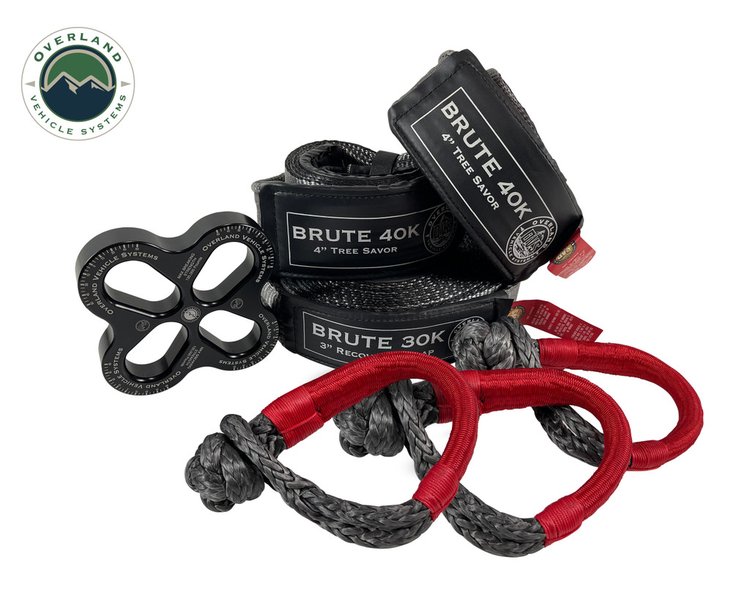 R.D.L 8" Recovery Distribution Link, (2) 4' X 8" Tree Saver, (3) 5/8" Soft Shackles, and 30,000 Tow Strap Combo Kit