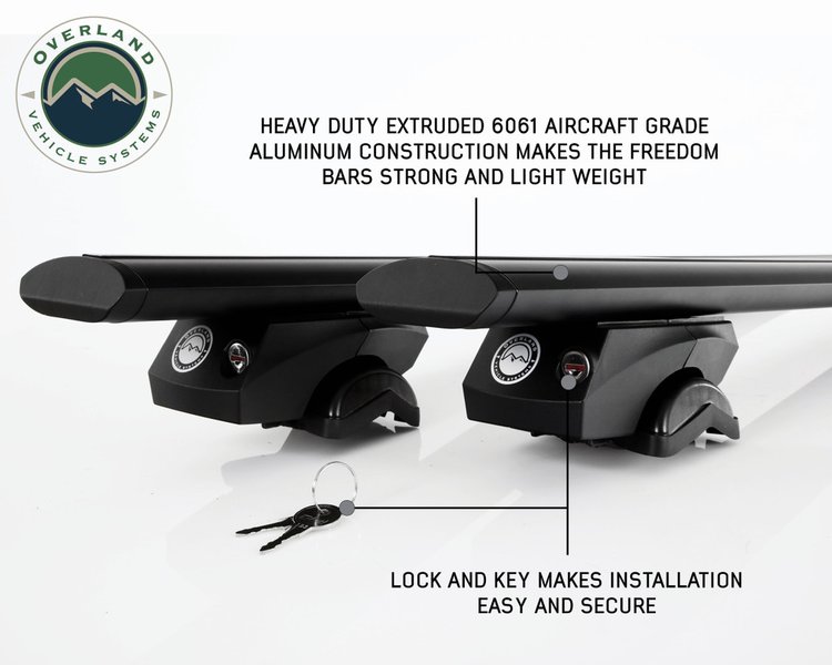 Freedom Bar Mounting Combo Kit (FBM1) - 4 Pieces Black Factory Side Rail Mount and 50" Black Straight Crossbars