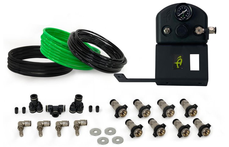 4 Tire Inflation System - Tacoma Engine Bay Mount With Box, Fittings, Hoses & Storage Bag - Black, Select Toyota Tacoma