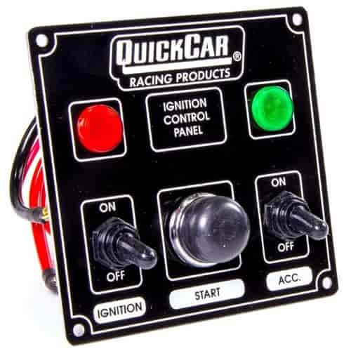Ignition Switch Acc. Switch Start Button & 2 Pilot Lights Black