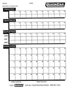50 Lap Time Sheets 50 Sheets