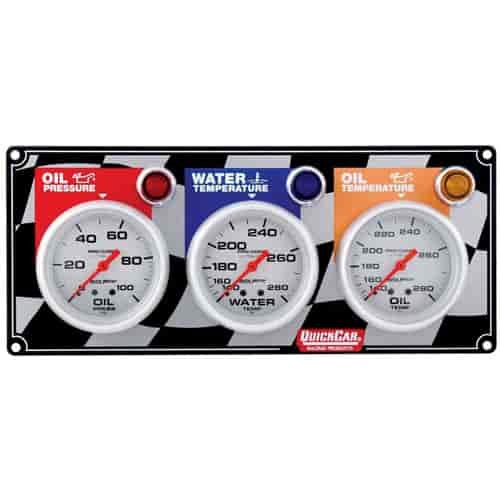 3 Gauge Panel with Ultra-Lite Gauges Oil Pressure/Water Temp/Oil Temp