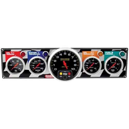 4-1 Gauge Panel with Sport-Comp 5" Tach & Gauges Oil Pressure/Water Temp/Oil Temp/Fuel Pressure/Tachometer