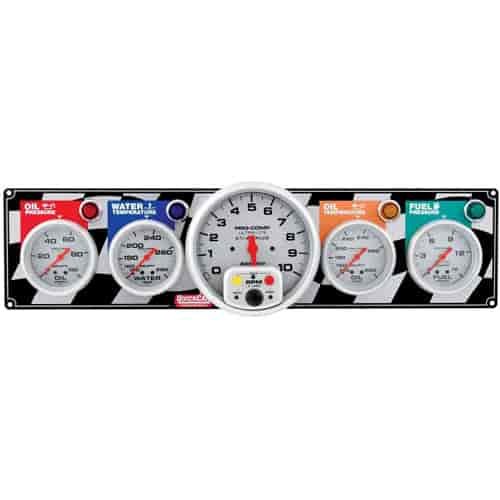 4-1 Gauge Panel with Ultra-Lite 5" Tach & Gauges Oil Pressure/Water Temp/Oil Temp/Fuel Pressure/Tachometer