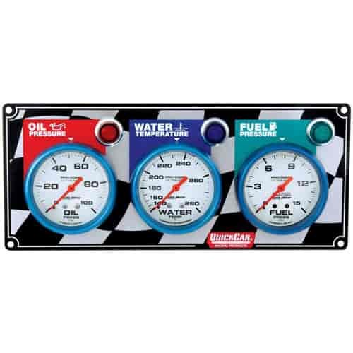 3 Gauge Panel with Ultra-Nite Gauges Oil Pressure/Water Temp/Fuel Pressure