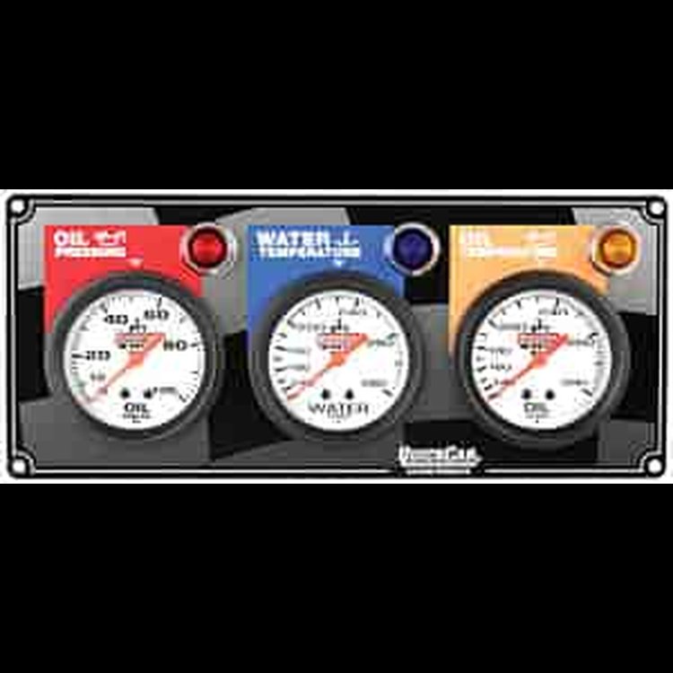 Standard 3-Gauge Panel Oil Pressure/Water Temp/Oil Temp Checkered Flag