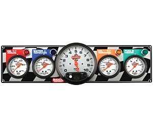 Standard 4-1 Gauge Panel Oil Pressure/Water Temp/Oil Temp/Fuel Pressure/Tachometer Checkered Flag