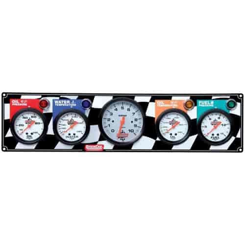 Standard 4-1 Gauge Panel Oil Pressure/Water Temp/Oil Temp/Fuel Pressure/Tachometer Checkered Flag